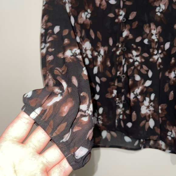 NWT Anthropologie Cloth and Stone Dark Romantic Black Brown Floral Blouse XXS - Picture 6 of 9